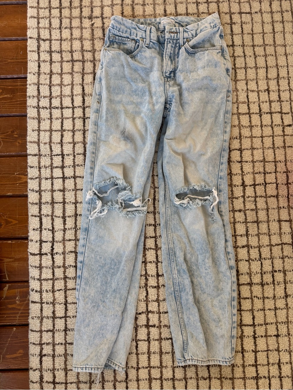Good American Light Blue Distressed Boyfriend Jeans